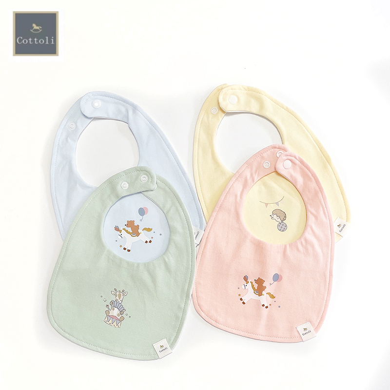 日单宝宝口水巾方式口水巾小木马cottoli纯棉婴儿围嘴