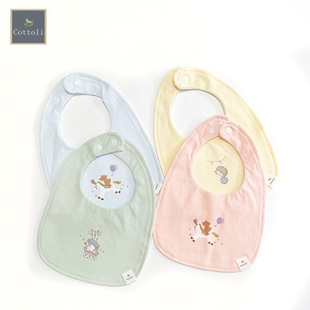 日单宝宝口水巾方式口水巾小木马cottoli纯棉婴儿围嘴
