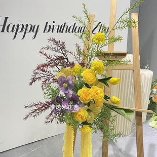 仿真花婚庆开业布置水牌花展架婚礼迎宾牌指示牌水牌装饰绑花艺