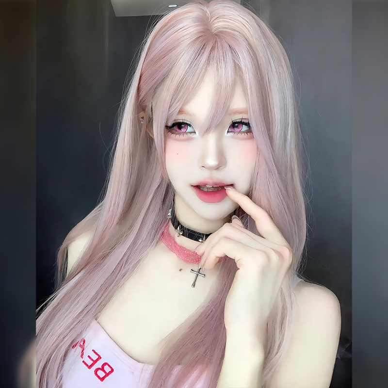 粉色假发全头套女时尚网红新款樱花粉长直发lolita齐刘海cos头套,美发护发/假发,日常整顶假发,淘宝优惠券,粉丝福利购,淘宝优惠卷