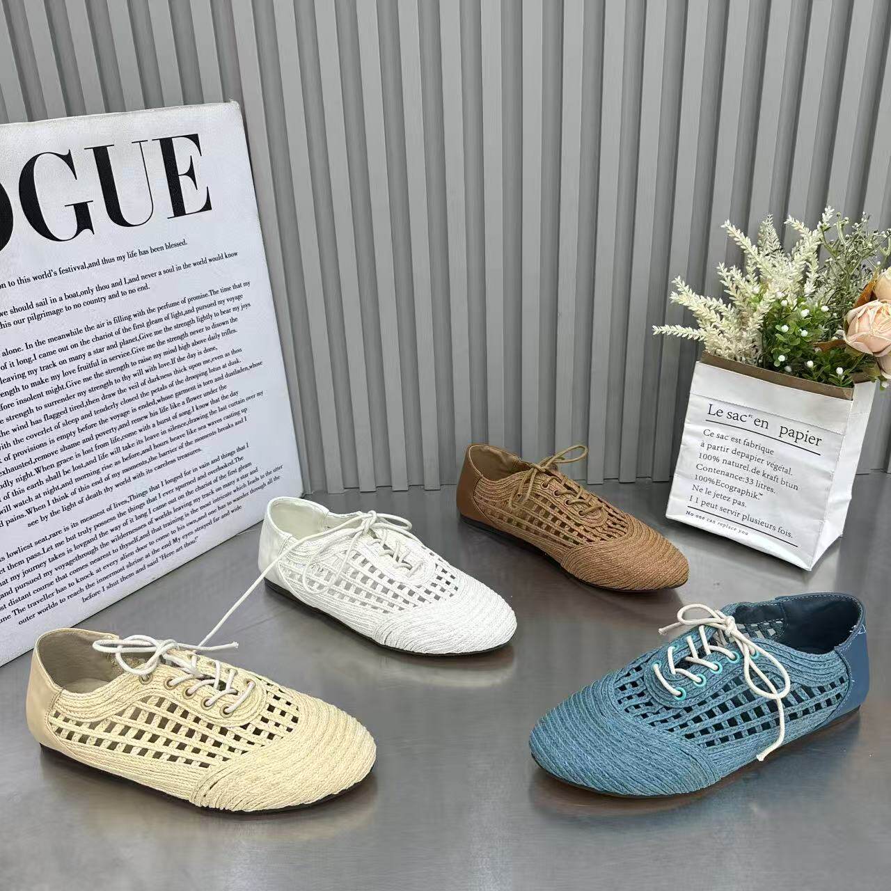 2026新款夏季编织尖头镂空透气凉鞋女欧洲站复古糖果色系带休闲鞋