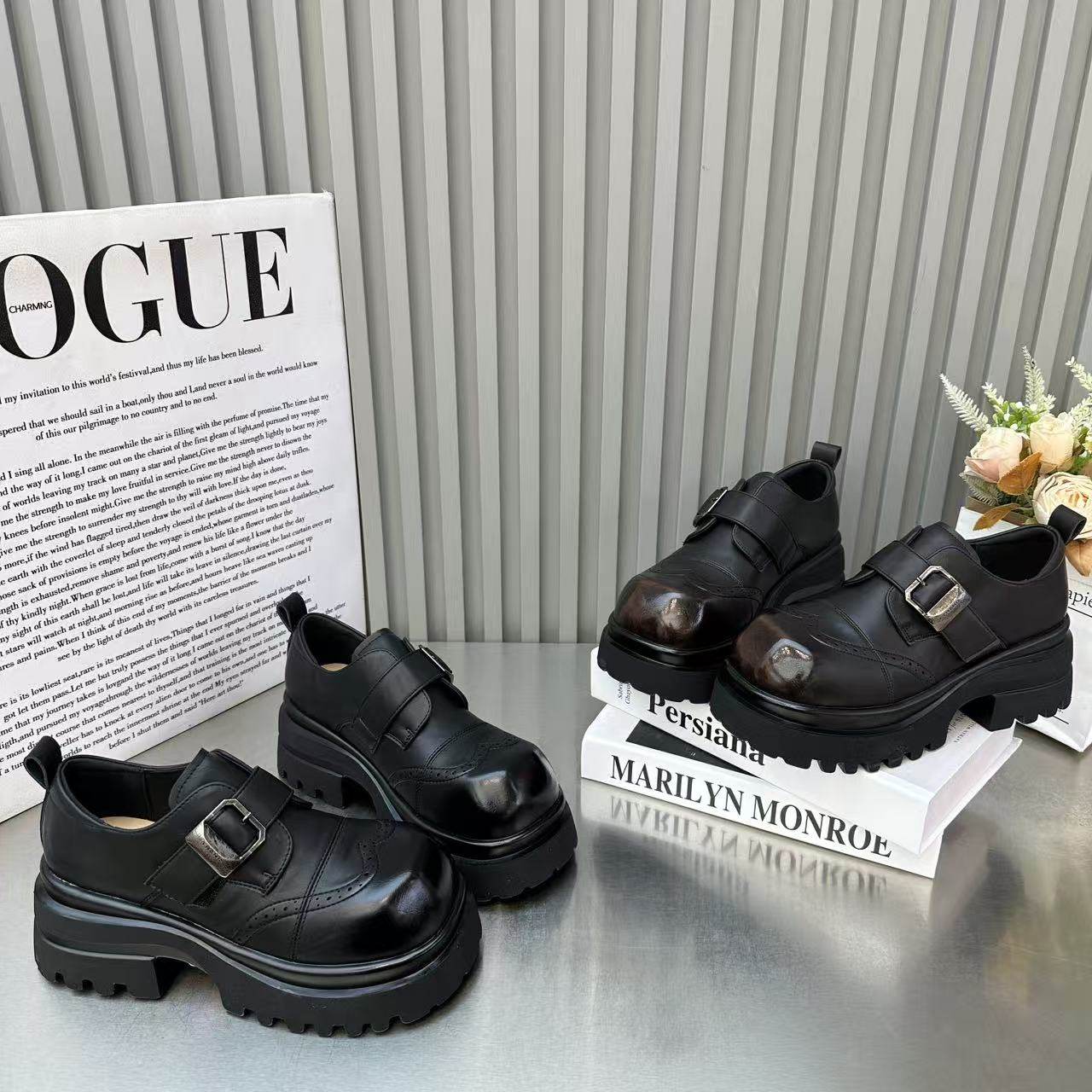 欧洲站2026春季新款粗跟厚底乐福鞋女英伦风增高时尚松糕休闲单鞋,女鞋,棉鞋,淘宝优惠券,粉丝福利购,淘宝优惠卷