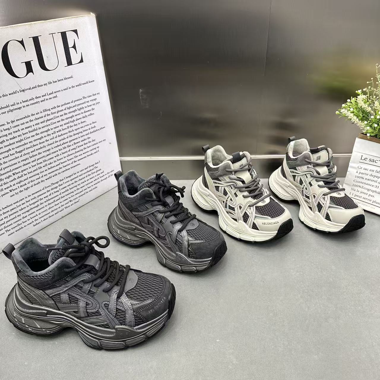 欧货厚底加绒复古高帮老爹鞋女2025冬季新款百搭时尚运动休闲棉鞋