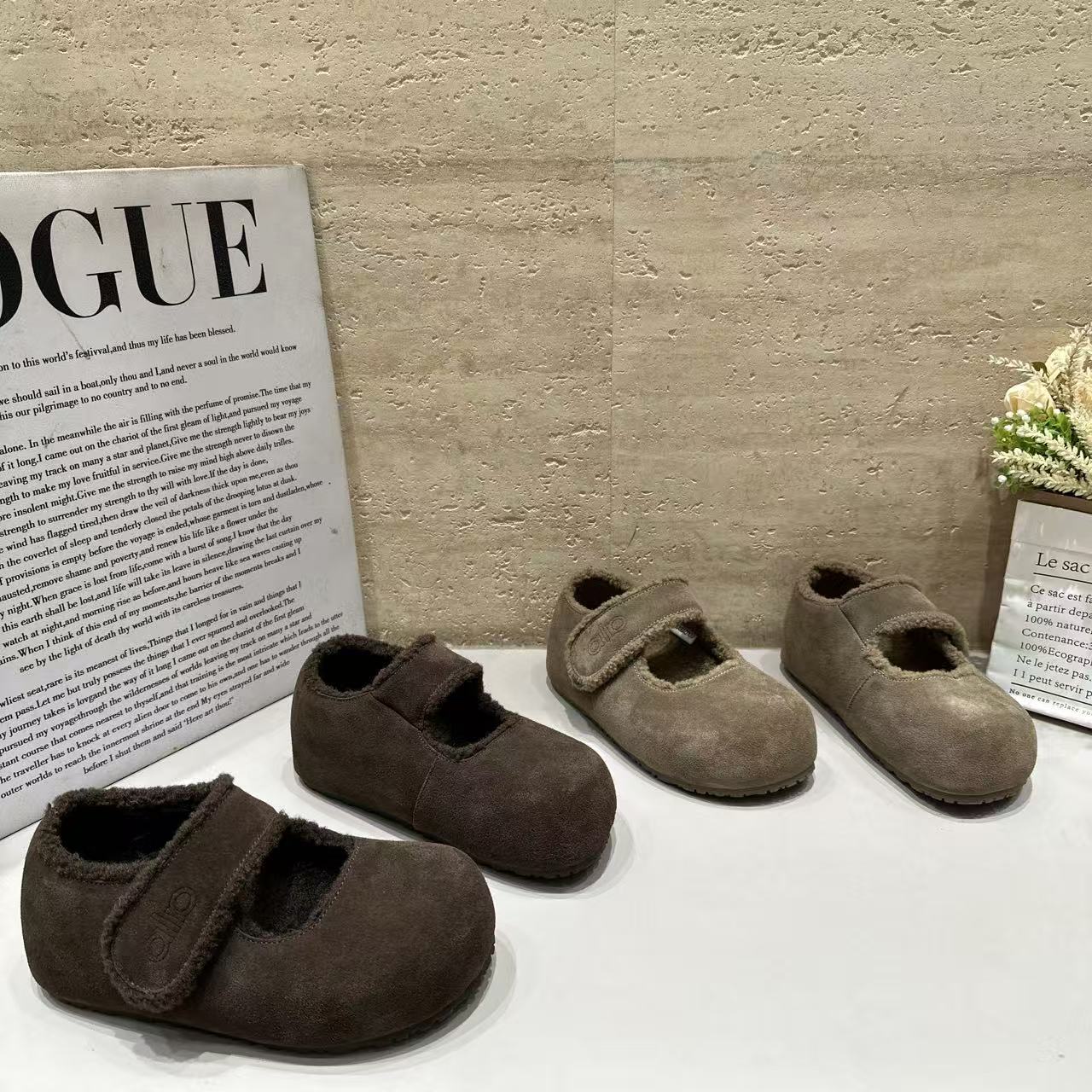 巴宝秀加绒保暖玛丽珍魔术贴棉鞋女2025冬季新款休闲百搭舒适棉鞋