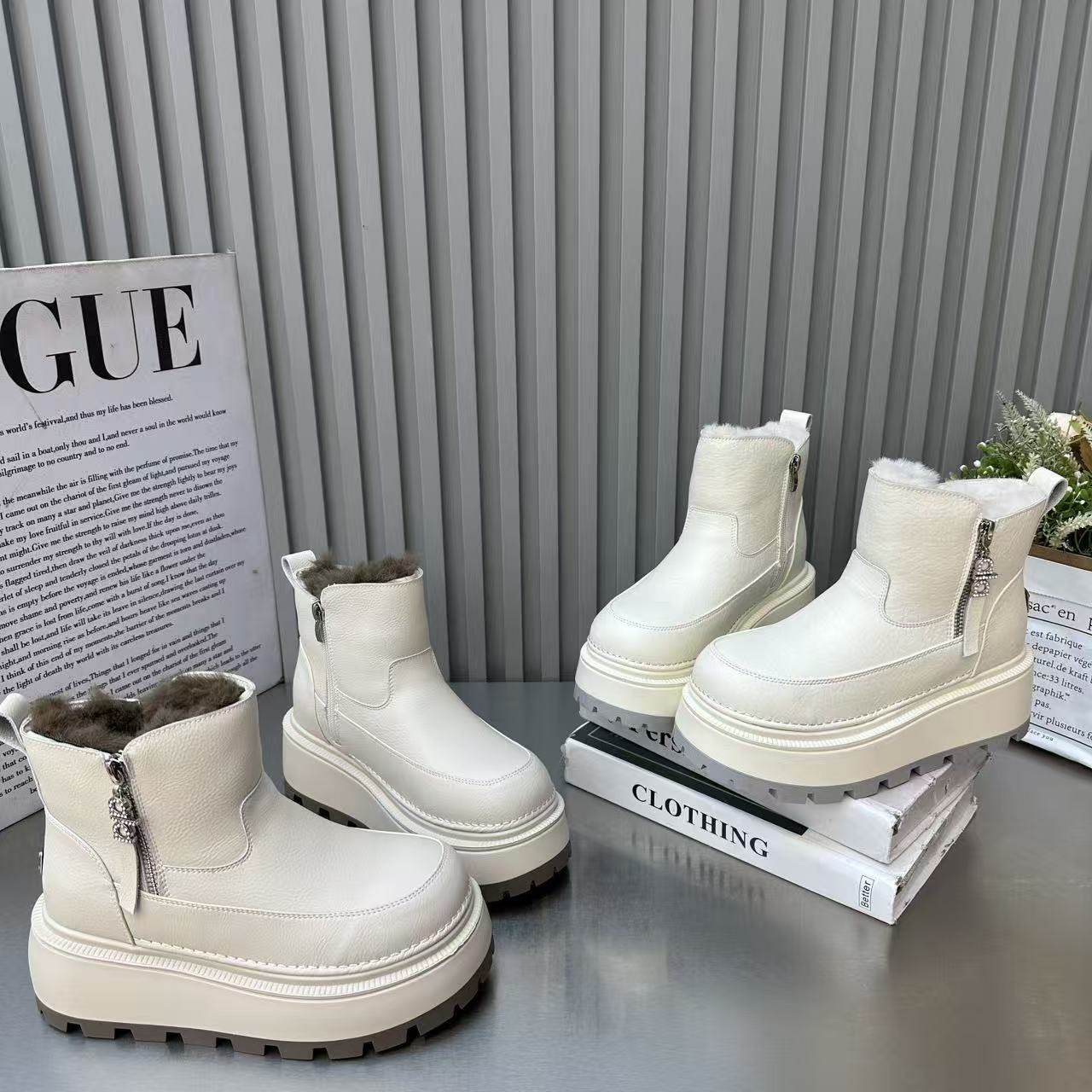 2025冬季新款小个子松糕底保暖时尚雪地靴女欧货简约套筒休闲棉靴,女鞋,棉鞋,淘宝优惠券,粉丝福利购,淘宝优惠卷