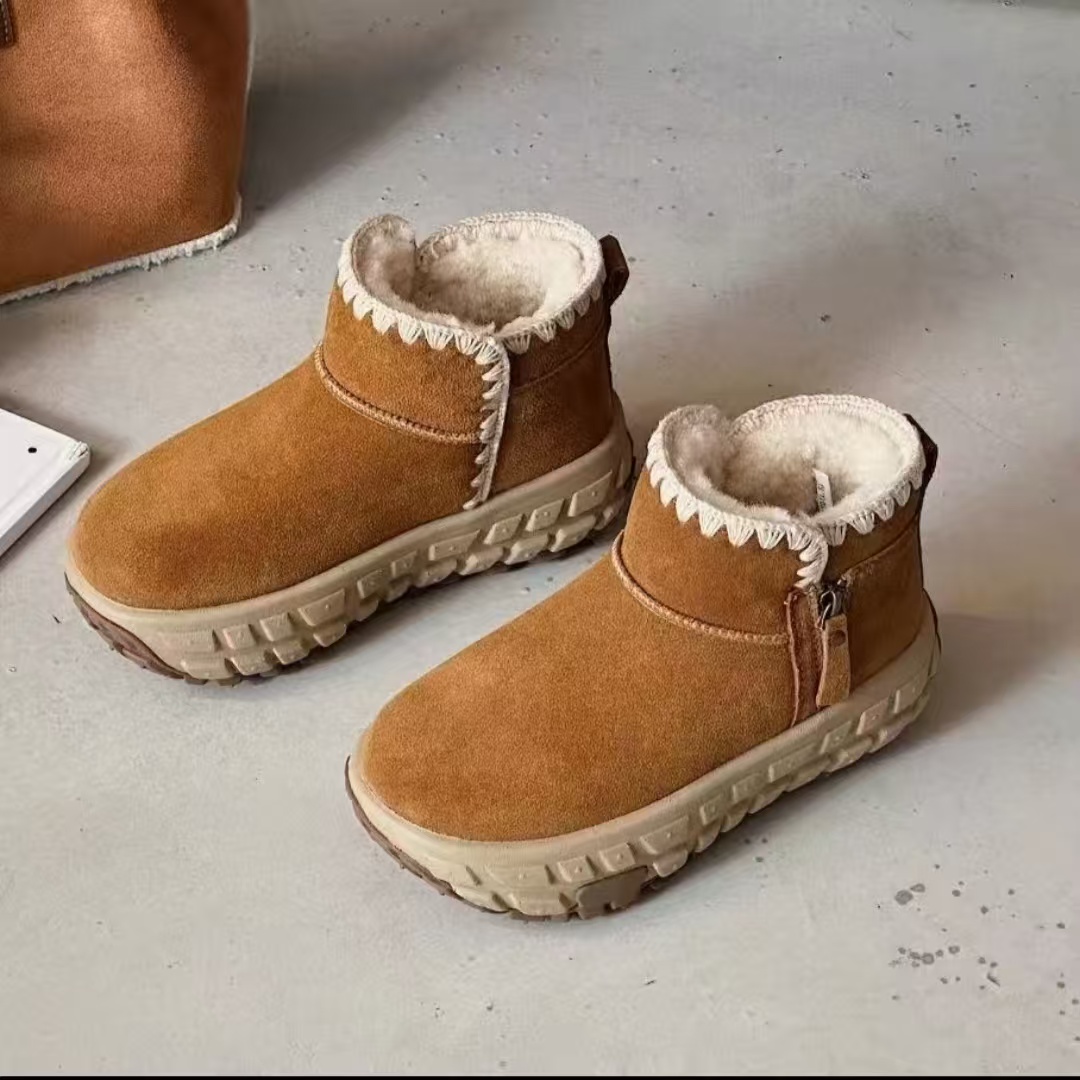 2025冬季新款轮胎厚底雪地靴女加绒保暖棉鞋短筒面包鞋休闲鞋潮