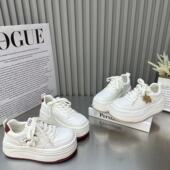 运动休闲百搭系带运动板鞋 韩版 春季 女2026新款 ins松糕厚底小白鞋