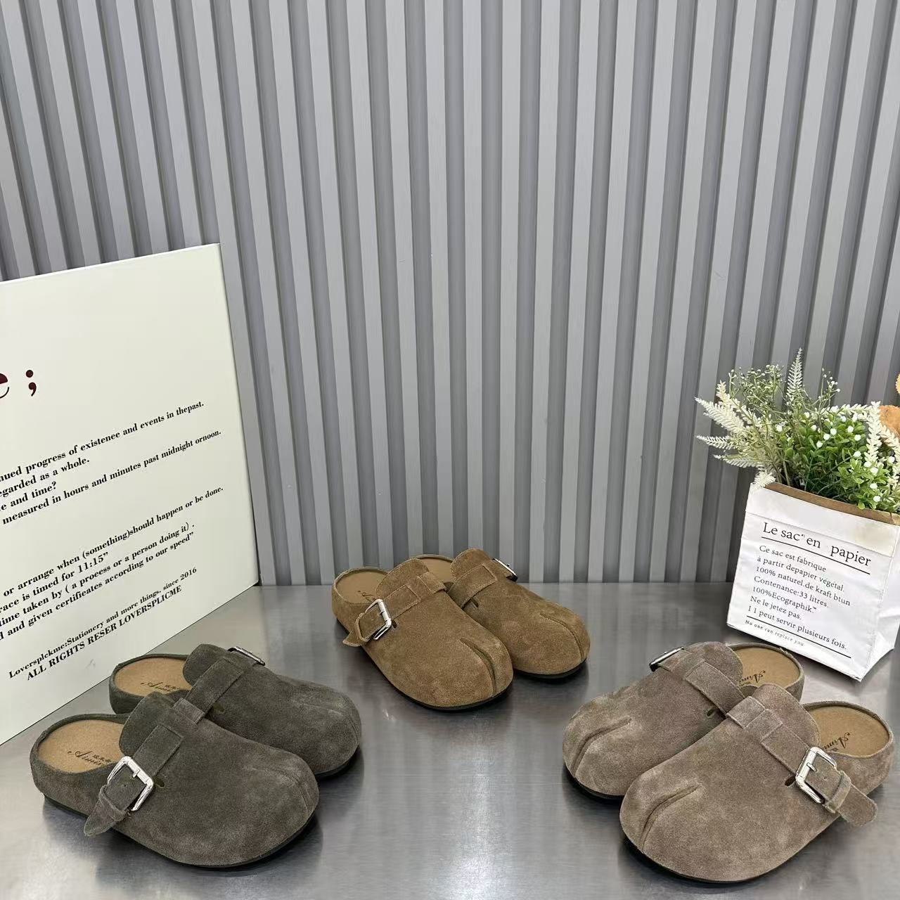 欧货休闲风包头分趾半拖鞋女搭扣厚底内增高百搭磨砂增高休闲拖鞋