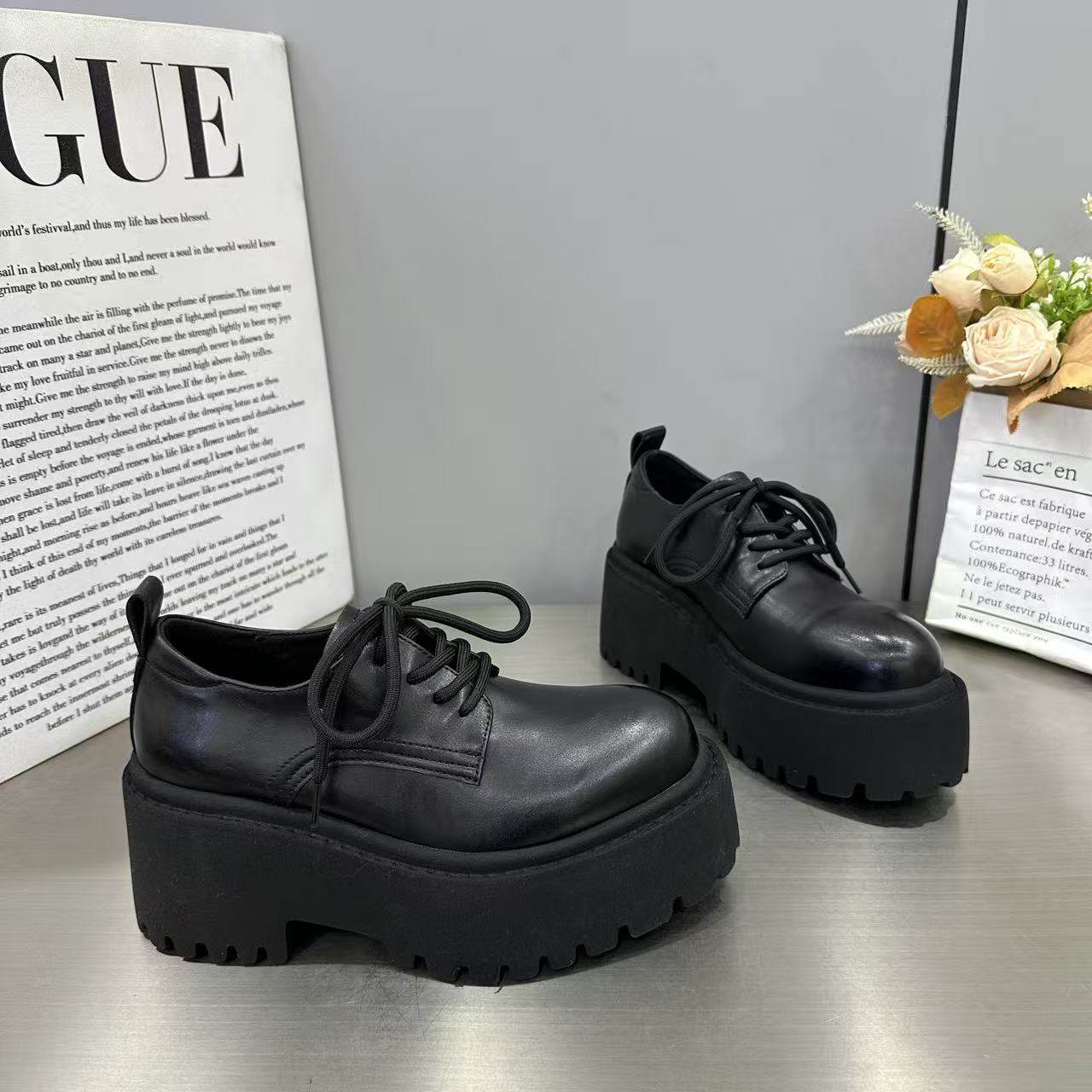 欧货松糕厚底英伦风休闲鞋女2026春季新款大头增高复古系带乐福鞋,女鞋,棉鞋,淘宝优惠券,粉丝福利购,淘宝优惠卷