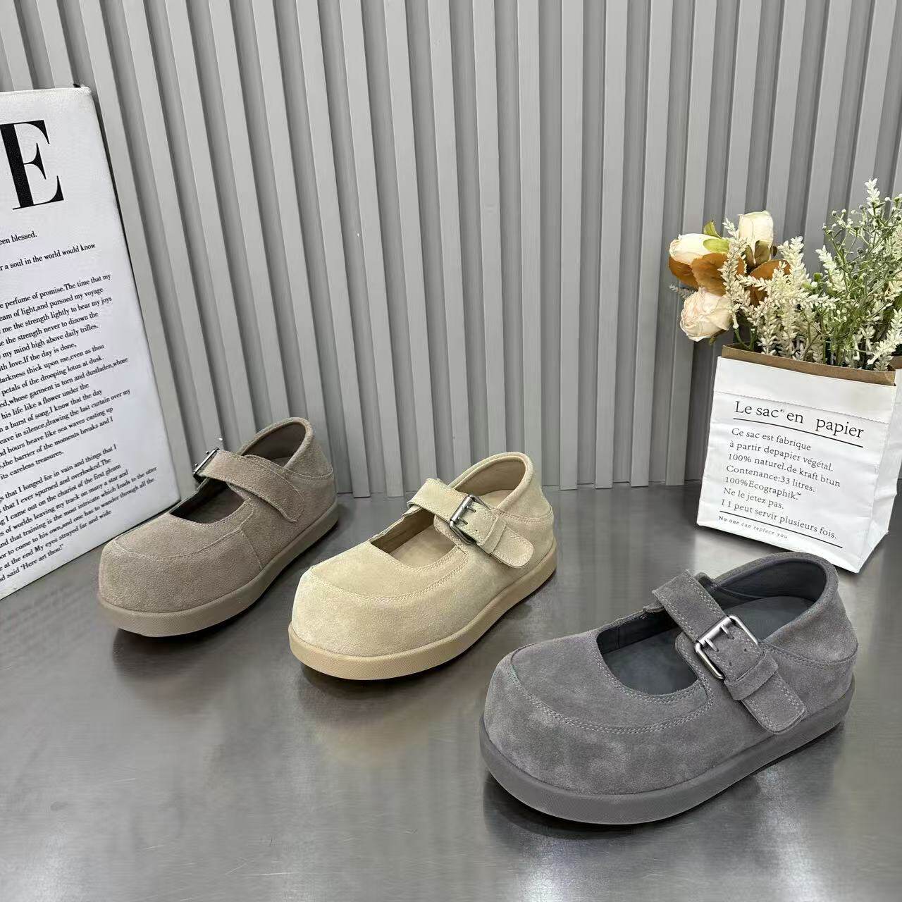 欧货复古磨砂圆头玛丽珍勃肯鞋女2026新款春季休闲百搭增高勃肯鞋