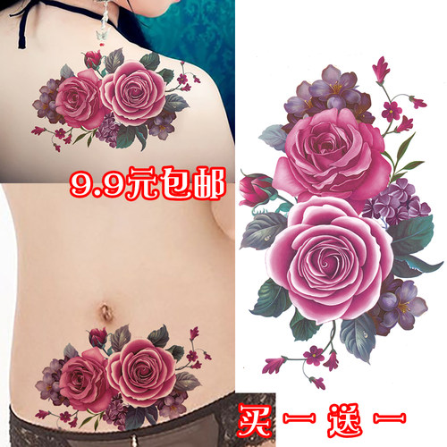 玫瑰花纹身贴防水持久遮盖