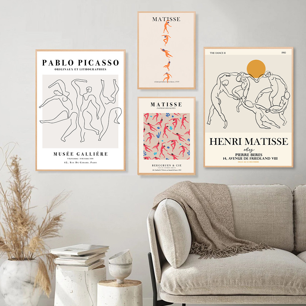 马蒂斯跳舞抽象艺术装饰画北欧现代简约客厅墙壁画毕加索小众挂画