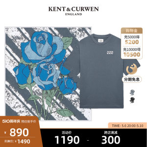 KENT&CURWEN/肯迪文男女oversize宽松纯棉玫瑰印花T恤K4970EI1A1