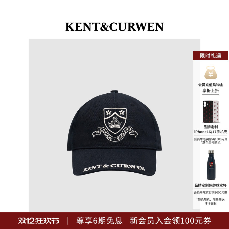 KNET&CURWEN/肯迪文2025秋冬新品皇冠玫瑰刺绣遮阳运动棒球帽