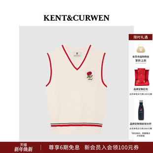 玫瑰男女款 肯迪文2025秋冬新品 KENT&CURWEN 针织背心 明星同款
