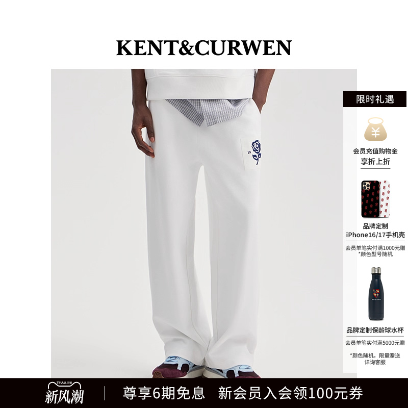 【明星同款】KENT&CURWEN/肯迪文秋冬系列男士玫瑰刺绣休闲卫裤
