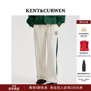 肯迪文秋冬男女款 KENT&CURWEN 玫瑰徽章垂感运动卫裤 明星同款