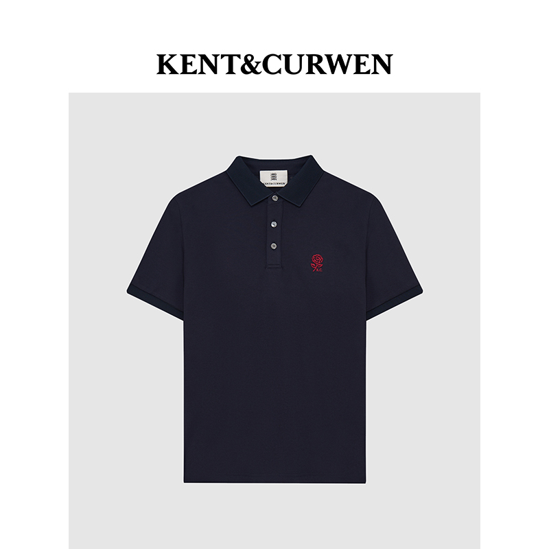 KENT&CURWEN/肯迪文2025秋冬玫瑰刺绣男女款短袖POLO衫男