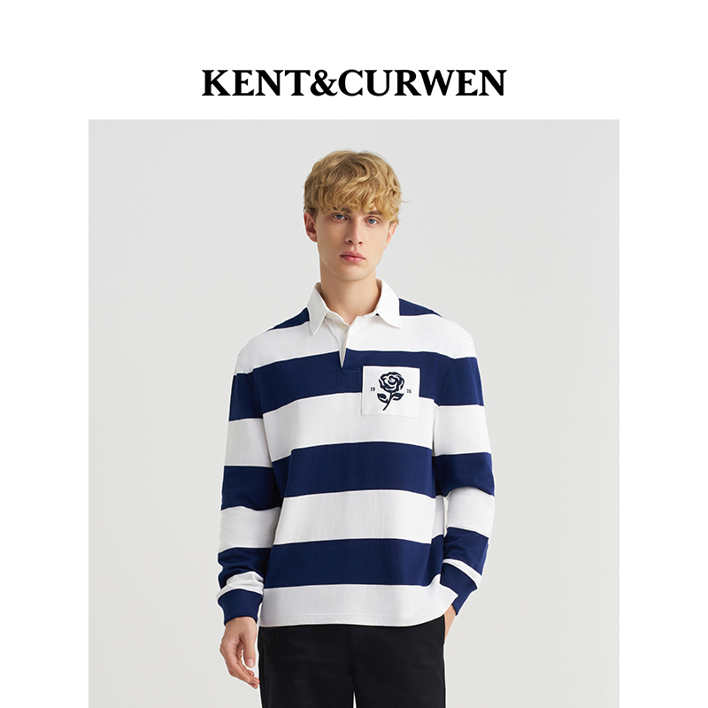 KENT&CURWEN/肯迪文玫瑰条纹POLO