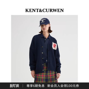 肯迪文玫瑰贴布刺绣纯羊毛针织开衫 KENT&CURWEN 外套 明星同款