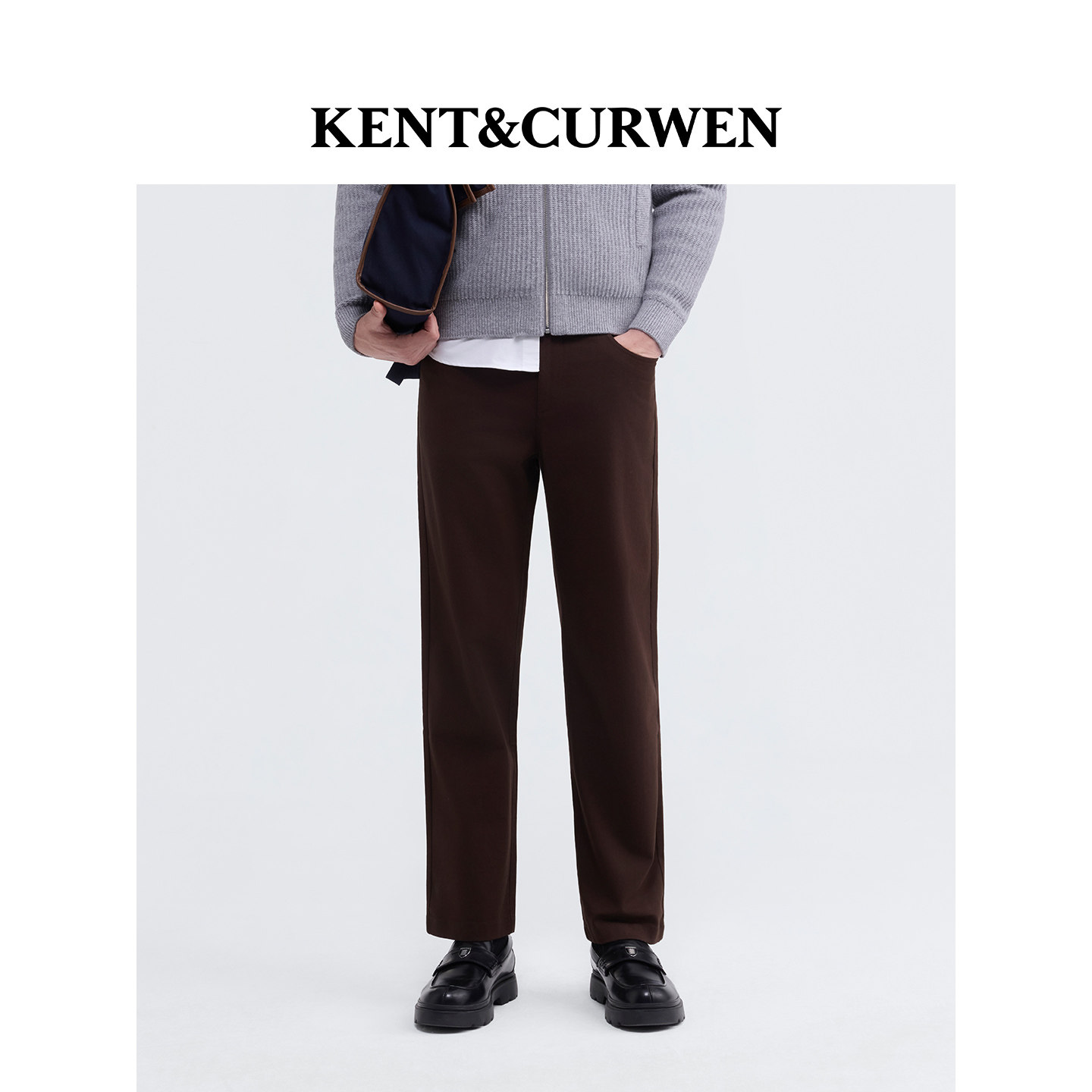 KENT&CURWEN三狮系列26秋冬新品棉莫代尔混纺男女款通勤休闲长裤