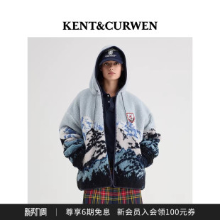 KENT&CURWEN 肯迪文秋冬男女摇粒绒落肩厚连帽外套