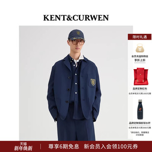 外套 三狮徽章学院风西服廓形休闲西装 KENT&CURWEN 肯迪文秋冬男士