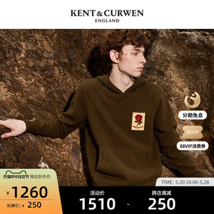 K4867EI041 连帽玫瑰贴布纯羊毛针织衫 肯迪文秋冬新款 KENT&CURWEN