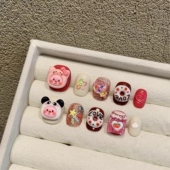 loopy手工穿戴甲短款 美甲光疗指甲可爱级感小众ins百搭精致可拆卸