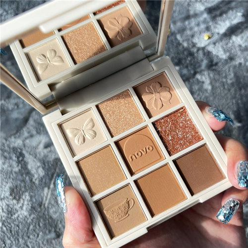NOVO5462英式下午茶九色眼影盘哑光珠光大地色偏光闪超火百搭眼影