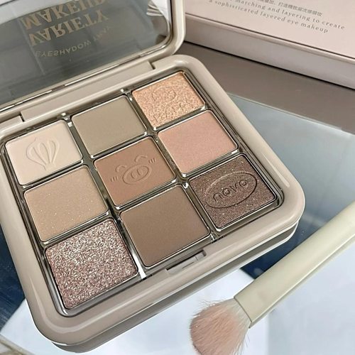 NOVO九色眼影盘哑光珠光大地色闪亮晶晶防水平价学生ins超火5877