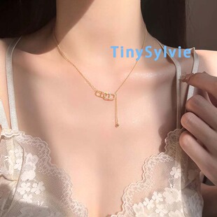 TinySylvie法式猪鼻子双环吊坠装饰摆件细链条流苏简约百搭通勤