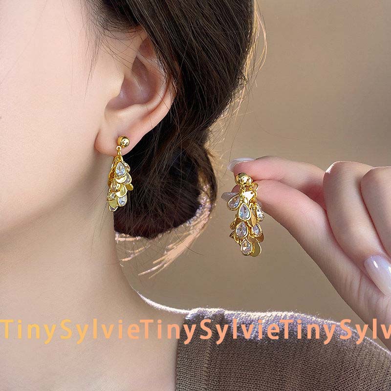 TinySylvie落日金箔碎钻耳坠