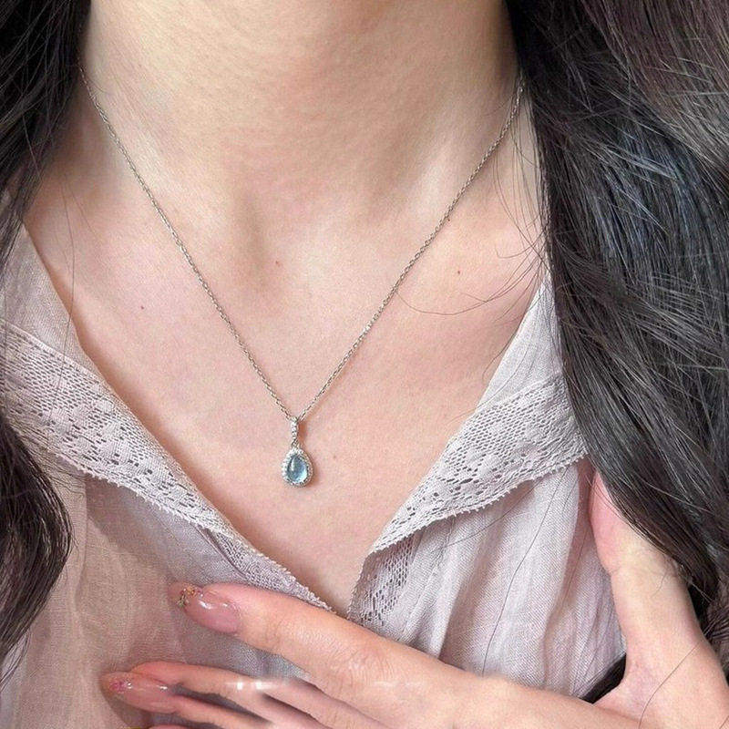 TinySylvie海蓝宝水滴锁骨链