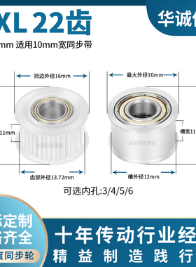 MXL22齿同步带轮涨紧面轴承齿宽7内孔34/5/6/8惰轮从动齿轮同步轮