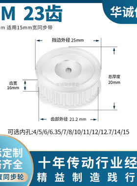 同步带轮S3M23齿AF齿宽16内孔4 5 6 6.35 8 10现货主动齿轮同步轮