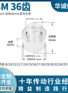 同步带轮S8M36齿宽32内孔14 15 16 17 18 19 20S8M主动齿轮同步轮