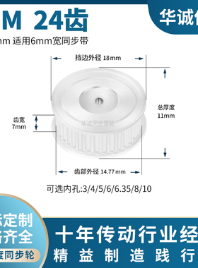 同步带轮S2M24齿AF齿宽7内孔4/5/6/6.35/8/10S2M60主动齿轮同步轮