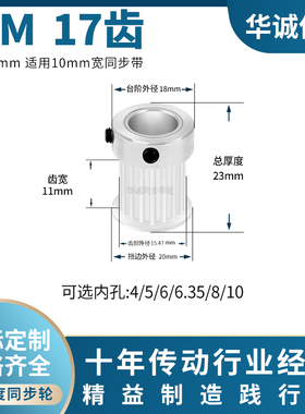 同步带轮S3M17齿宽11内孔4 5 6 6.35 8 10TPAS3M10主动齿轮同步轮