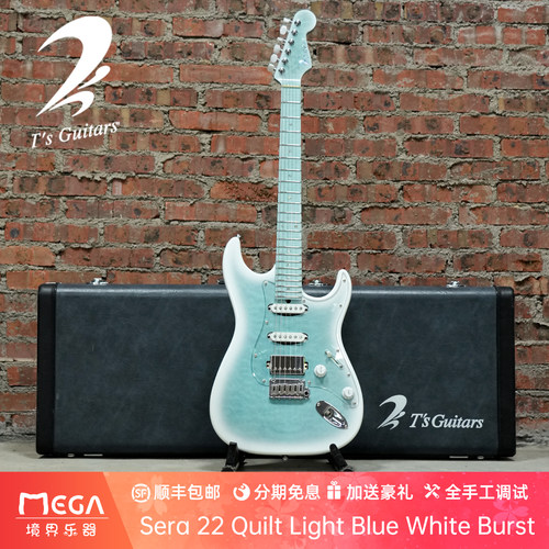 T's Guitars Sera 22 Quilt Light Blue White Burst 电吉他