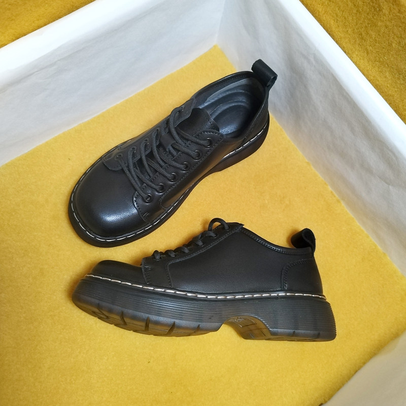 厚底小皮鞋女2025春秋季英伦风休闲圆头系带加绒jk制服单鞋学院风