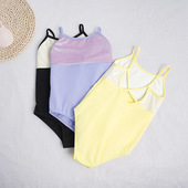 儿童舞蹈服装 练功服女童吊带连体服体操服中国舞考级拼绒瑜伽服