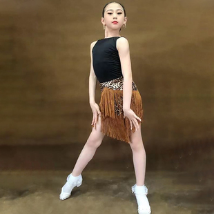 红舞裙少儿拉丁舞服女童拉丁舞服装两件套女孩分体练功表演演出服