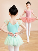 芭蕾舞服韩版 儿童舞蹈服夏季 女童练功服短袖 公主跳舞演出服蓬蓬裙