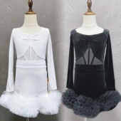 新秋冬少儿拉丁舞丝绒套装 舞蹈服 女孩国标拉丁舞大裙摆表演服时尚