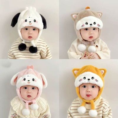 冬季婴儿护脸帽子保暖护耳男女
