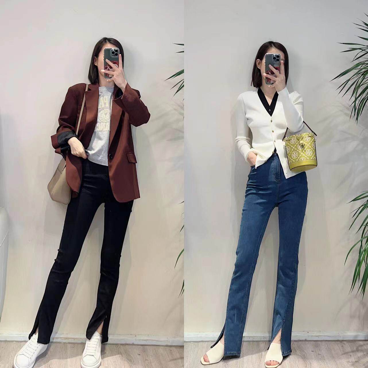 长裤常规弹力牛仔四季开叉