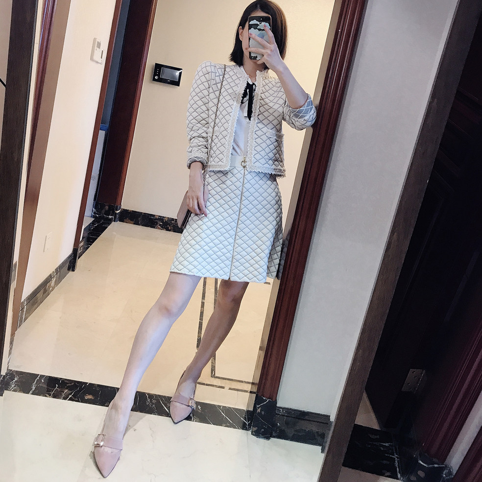 0706法系温柔与清新立体格纹