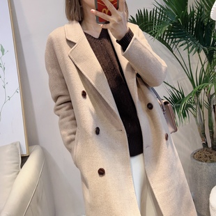 经典 国货之光 隽永气质羊毛驼绒羊绒人字纹六扣大衣 1219 斯斯