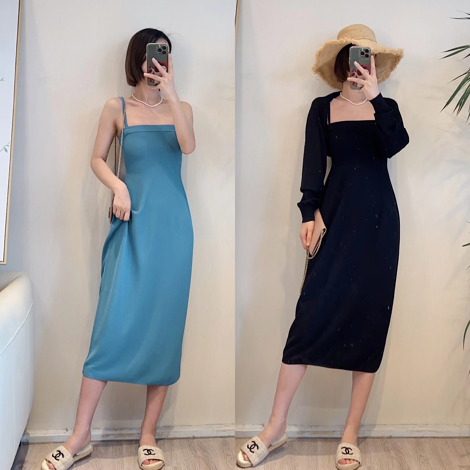 弧形针织纯色吊带开衫舒服